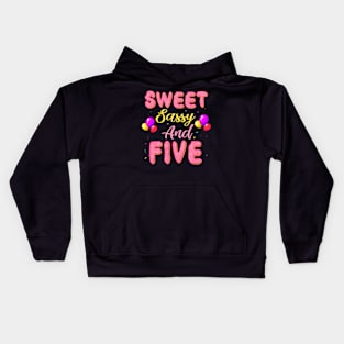 Sweet Sassy And Five Birthday Donut For Girls 5 Year Old Kids Hoodie